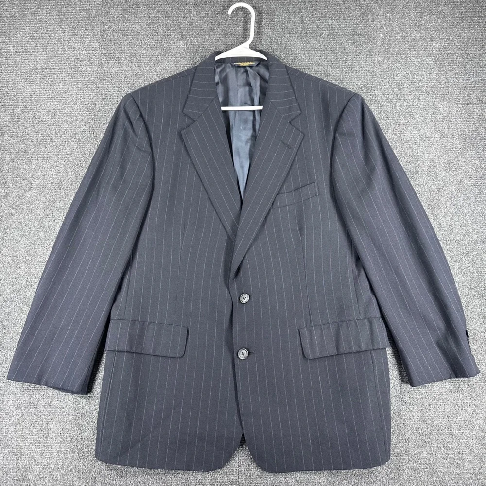 Brooks Brothers Blazer Mens 44R 44 Regular Navy‎ Blue Pinstripe Wool Brooksease
